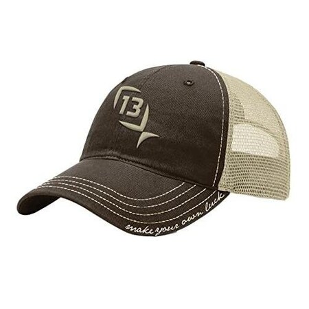 13 Fishing Standard Issue The Sully, Brown Curved Brim, Snapback Ballcap, Brown WTan Fish Logo, Unstructured,  HUS3